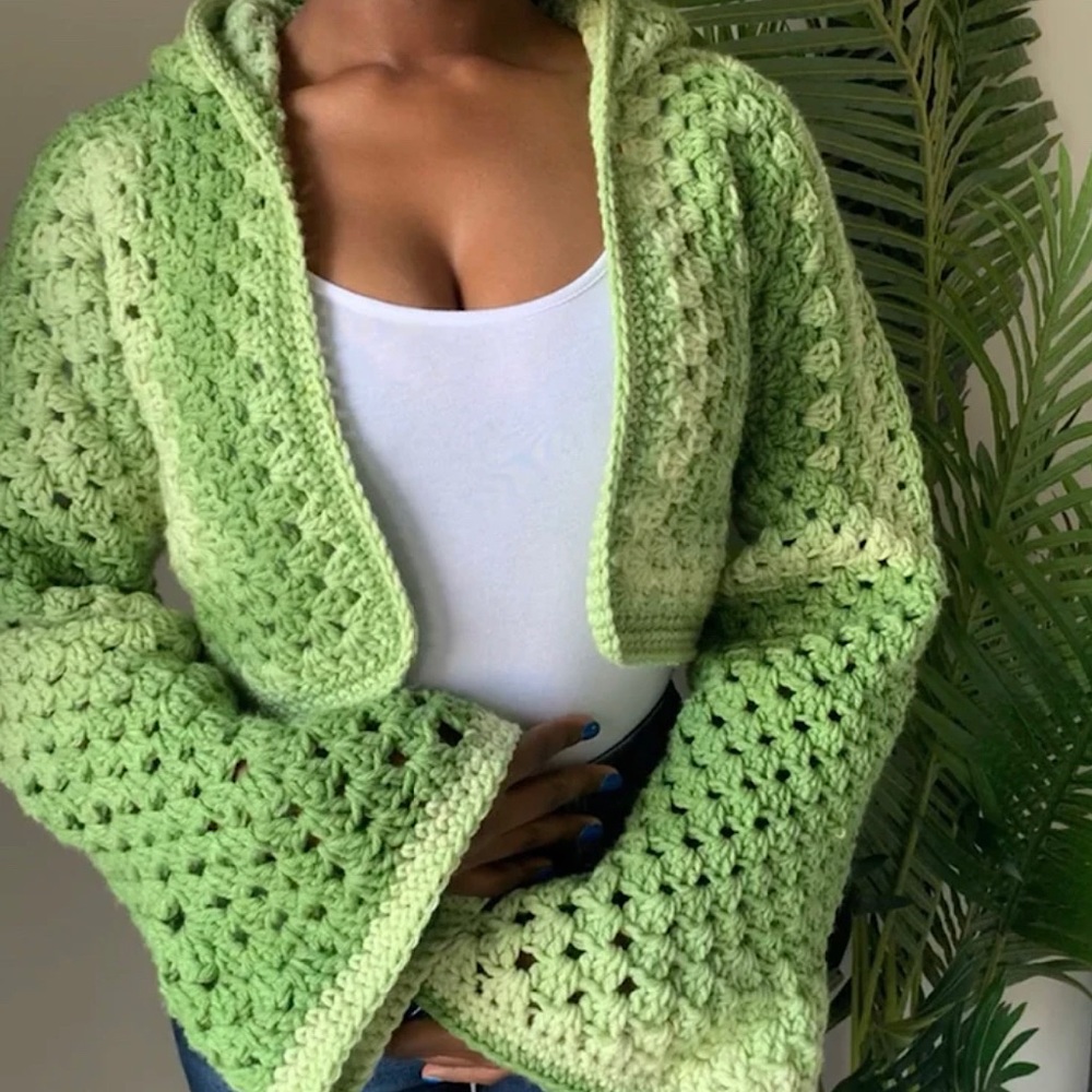 Hooded Knit Flare Jacket